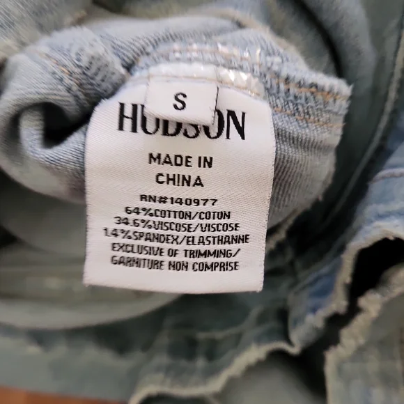 HUDSON GIRLS DENIM JUMPER BUTTON FRONT ADJUSTABLE ON BACK RAW HEM SLEEVE - Picture 4 of 5